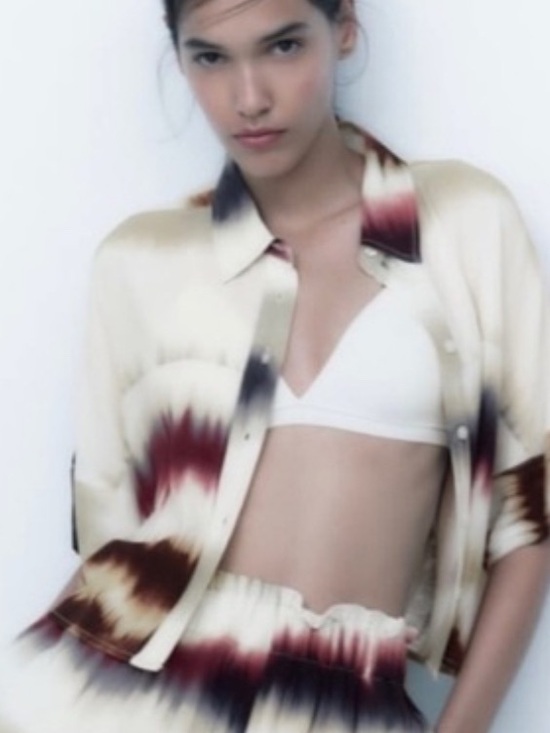 Zara Tops - Zara Tie-Dye Printed Oversized Button-Down Shirt, Small
